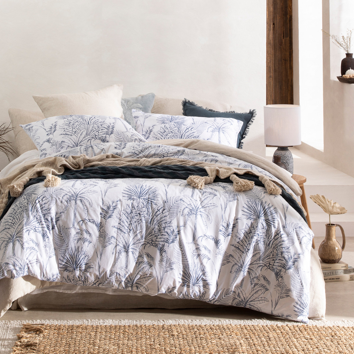 Habitat Paradise Quilt Cover Set Denim King Bed Quilt Cover Set by