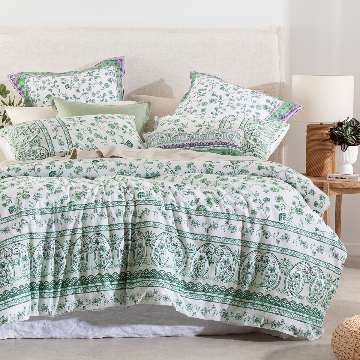 Habitat Medina Quilt Cover Set Green Double Bed Quilt Cover Set by