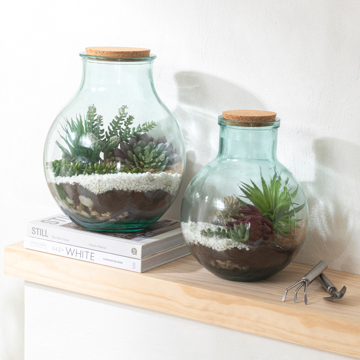 Muse Recycled Glass Terrarium Blue Large Vase / Bottle / Jar by Muse