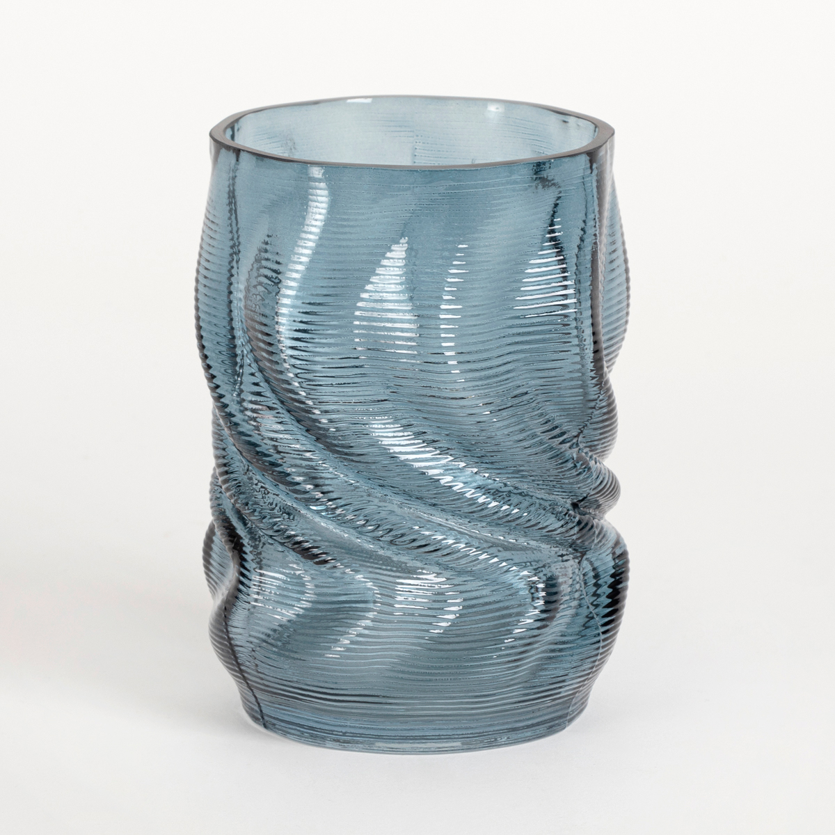 Muse Waves Glass Vase Dark Blue Large Vase / Bottle / Jar by Muse