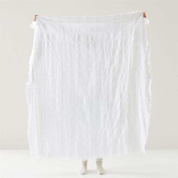 Adairs Pasquale White Linen Throw by Adairs Style Sourcebook