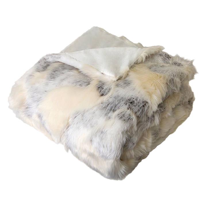 Arctic Faux Fur Throw in White/Grey by j.elliot HOME by j.elliot HOME