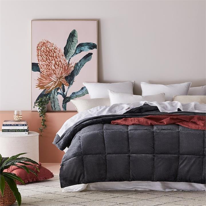 Adairs Plush Coal Quilted Blanket Coal by Adairs Style Sourcebook