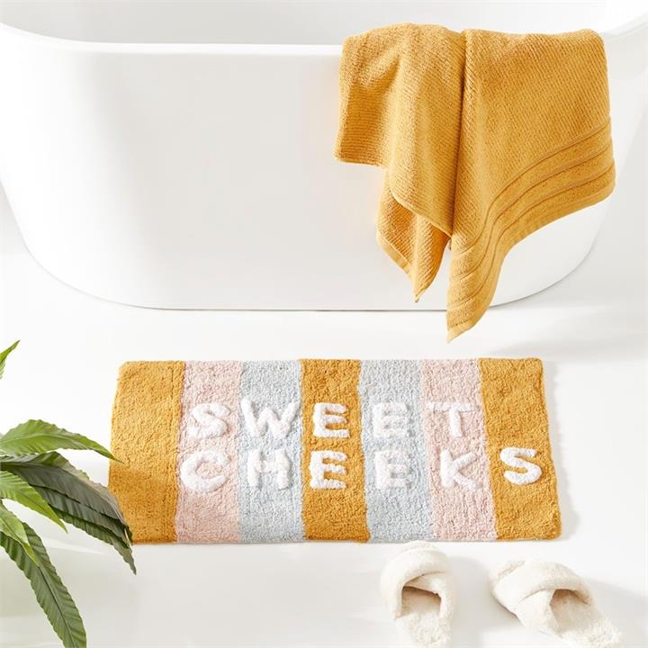 Adairs Sweet Cheeks Mustard Multi Stripe Bath Mat Mustardmul by