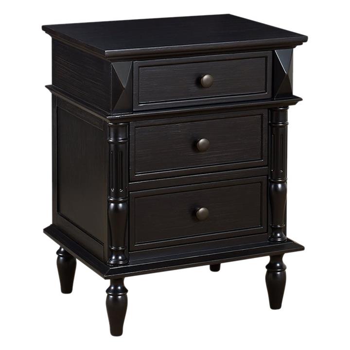 Berea 3 Drawer Timber Bedside Table in Black by MozaFurniture by
