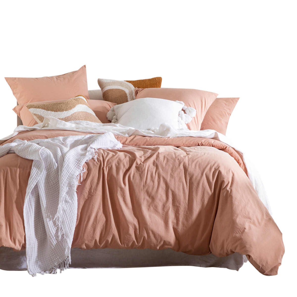 Habitat Stonewashed Cotton Dusty Rose Quilt Cover Set Dusty Rose Super