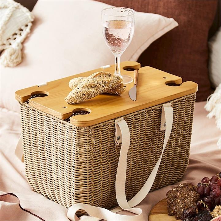 Adairs Harlow Picnic Basket L42xW28xH28cm Natural Natural by Adairs