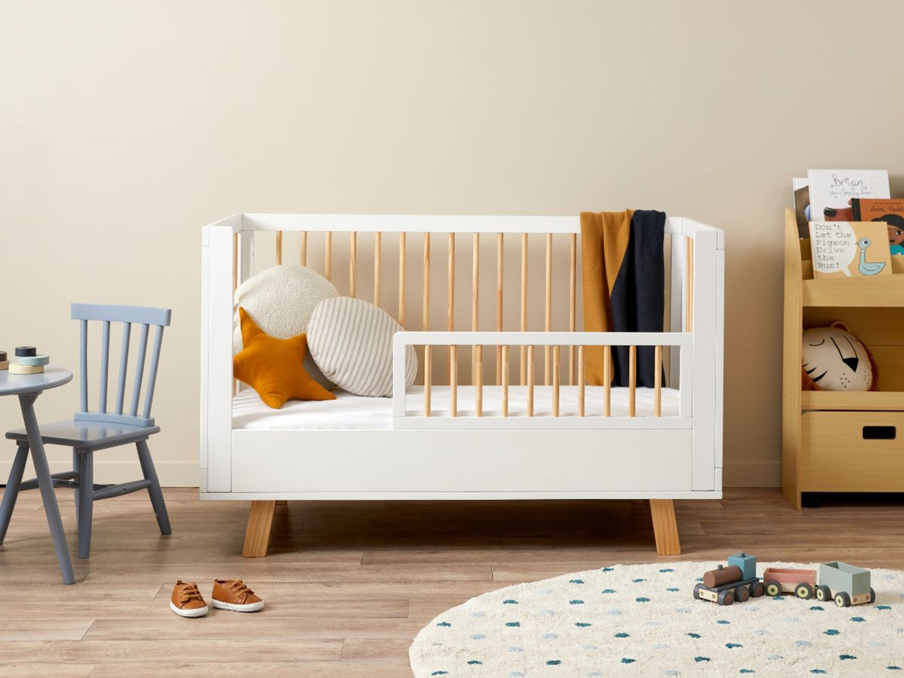 Aspen Cot Toddler Bed Half Frame White/Natural by Mocka Style