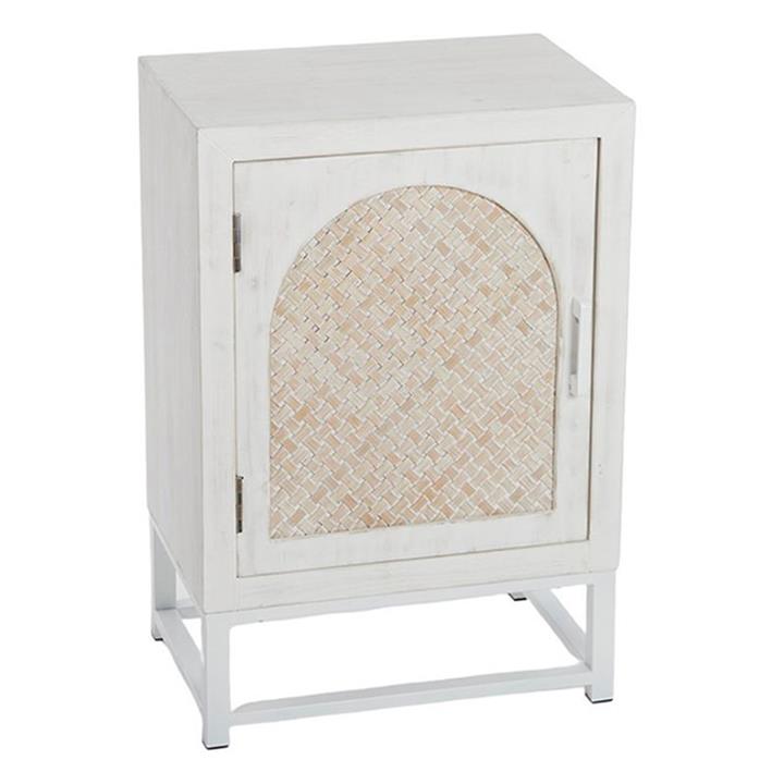 Gable Rattan & Timber Bedside Table in White by Coast to Coast by Coast