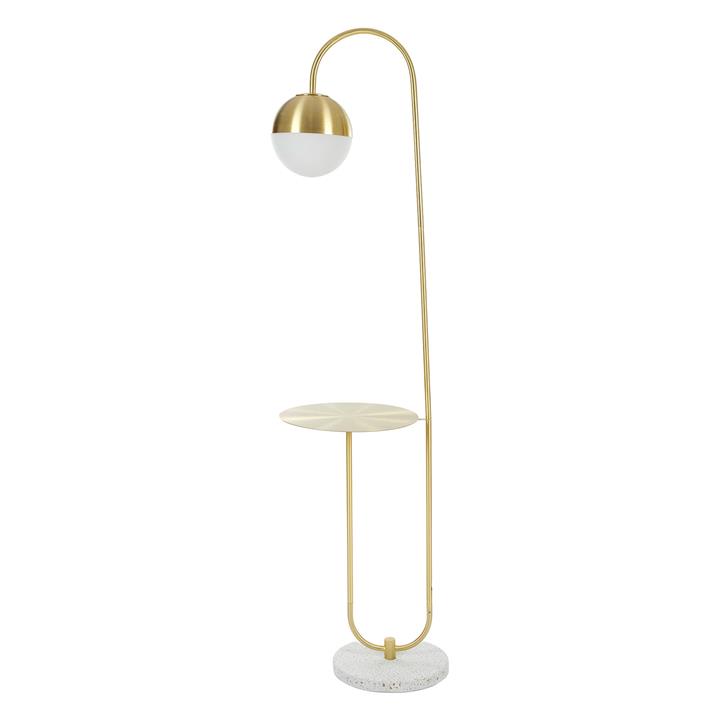 Jemma Terrazzo & Metal Floor Lamp with Side Table in Gold by Coast to