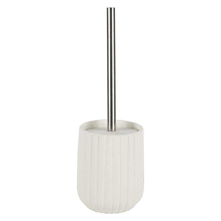 Maha Ceramic Toilet Brush with Holder in White by Coast to Coast by