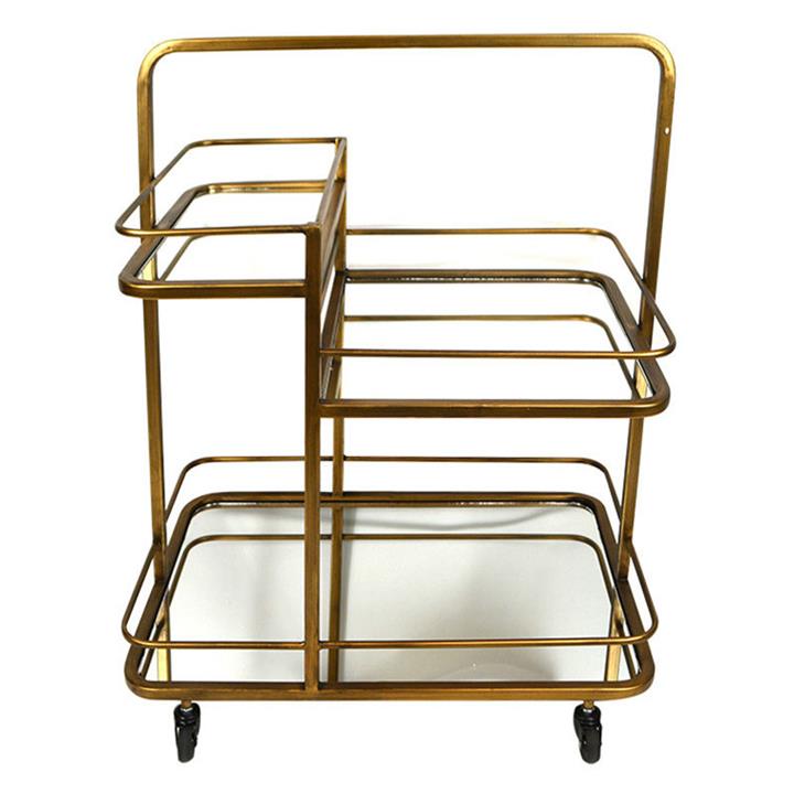 Kent Glass Shelf Bar Cart in Gold by Coast to Coast by Coast to Coast