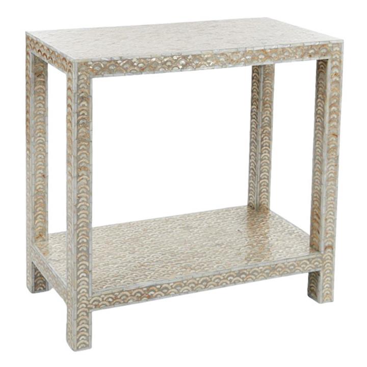 Aditi Capiz Shell Inlay Console Table in Oak/Brown by Coast to Coast by