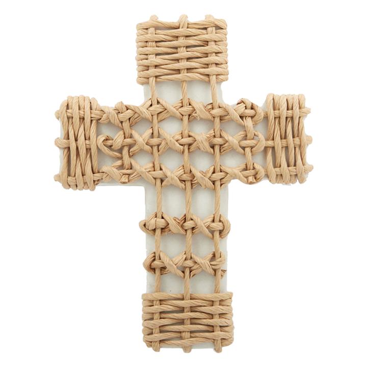 Como Ceramic & Twine Cross in White/Beige by Coast to Coast by Coast to