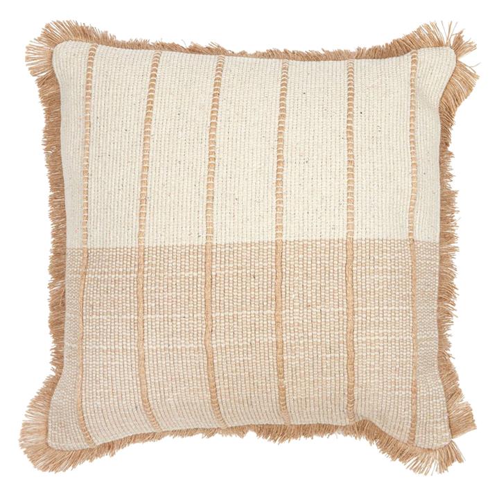 Chester Fringed Jute Cushion in Beige by Coast to Coast by Coast to