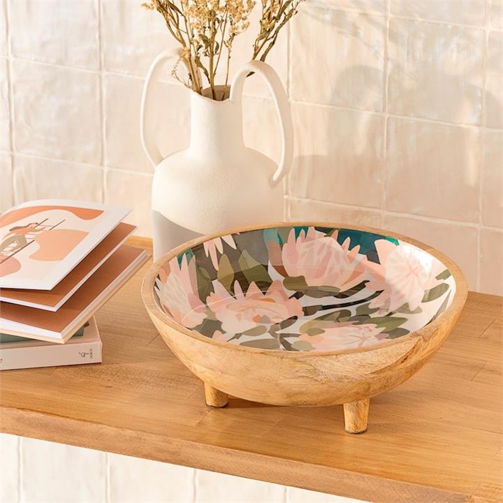 Adairs Kimmy Hogan Timber Servingware Dia30xH11cm Blush Salad Bowl