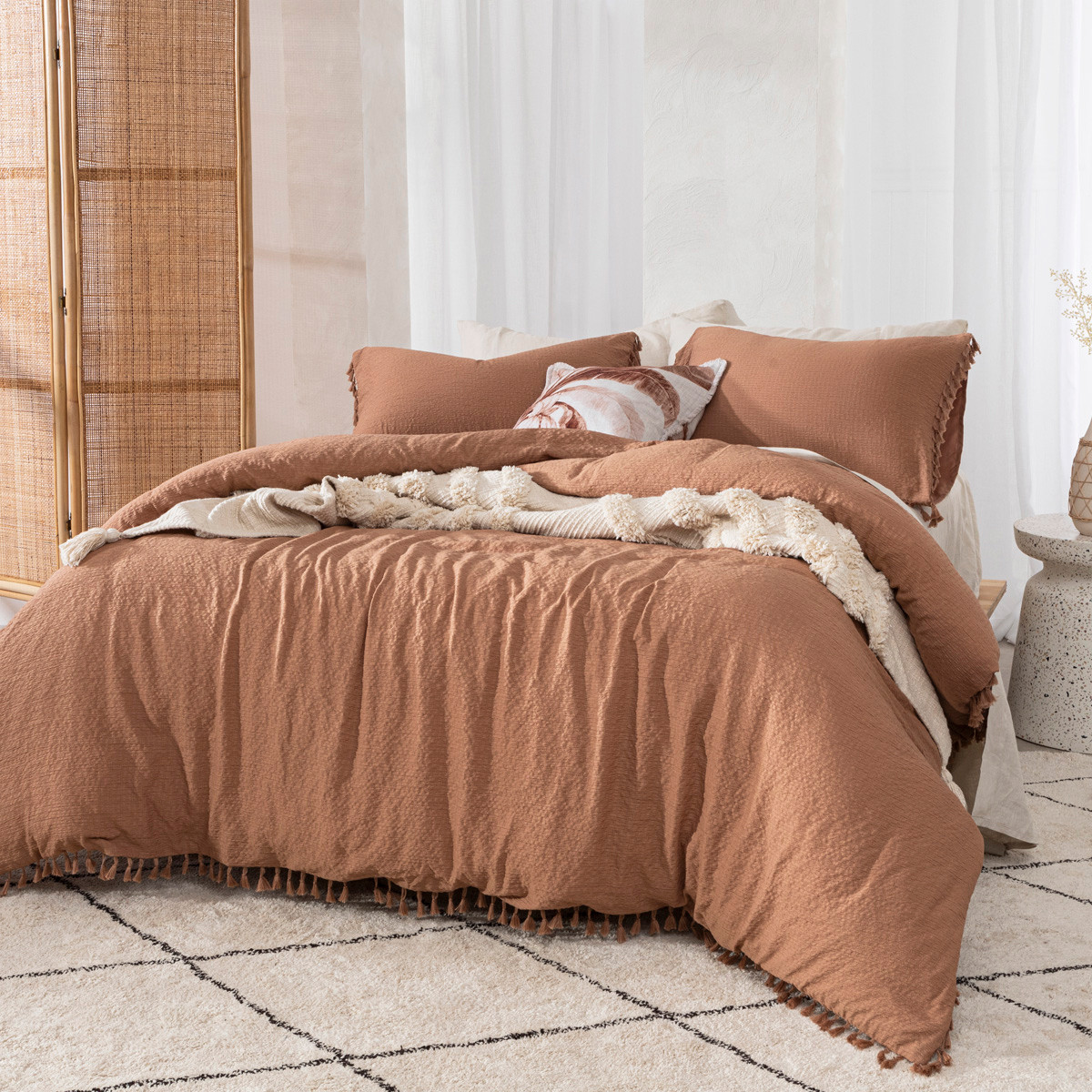 Essentials Talia Cinnamon Quilt Cover Set Cinnamon King Bed Quilt Cover