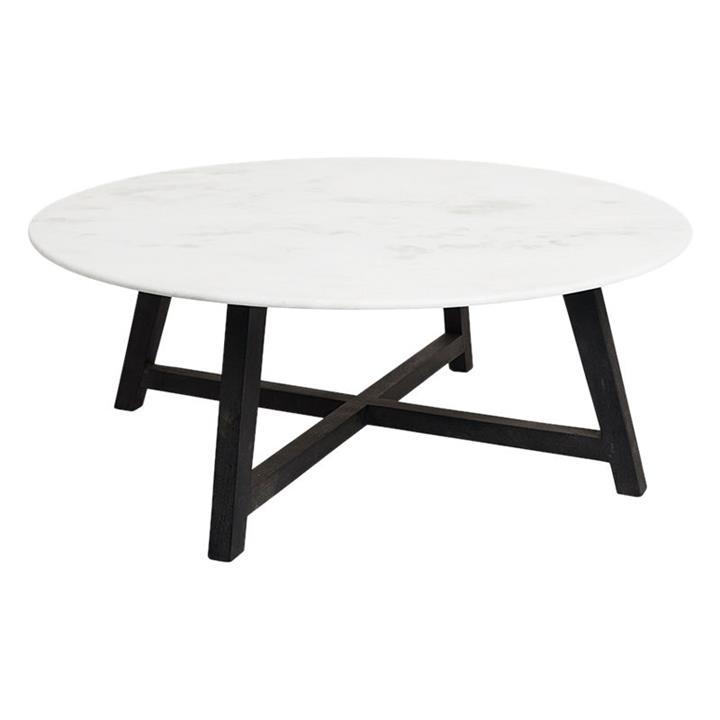 Attic Round Marble Coffee Table in White/Black by Canvas and Sasson by