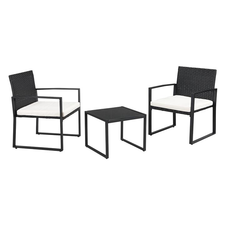 Ketana 3Piece Outdoor Lounge Set in Black/White by U.S Designs by U.S