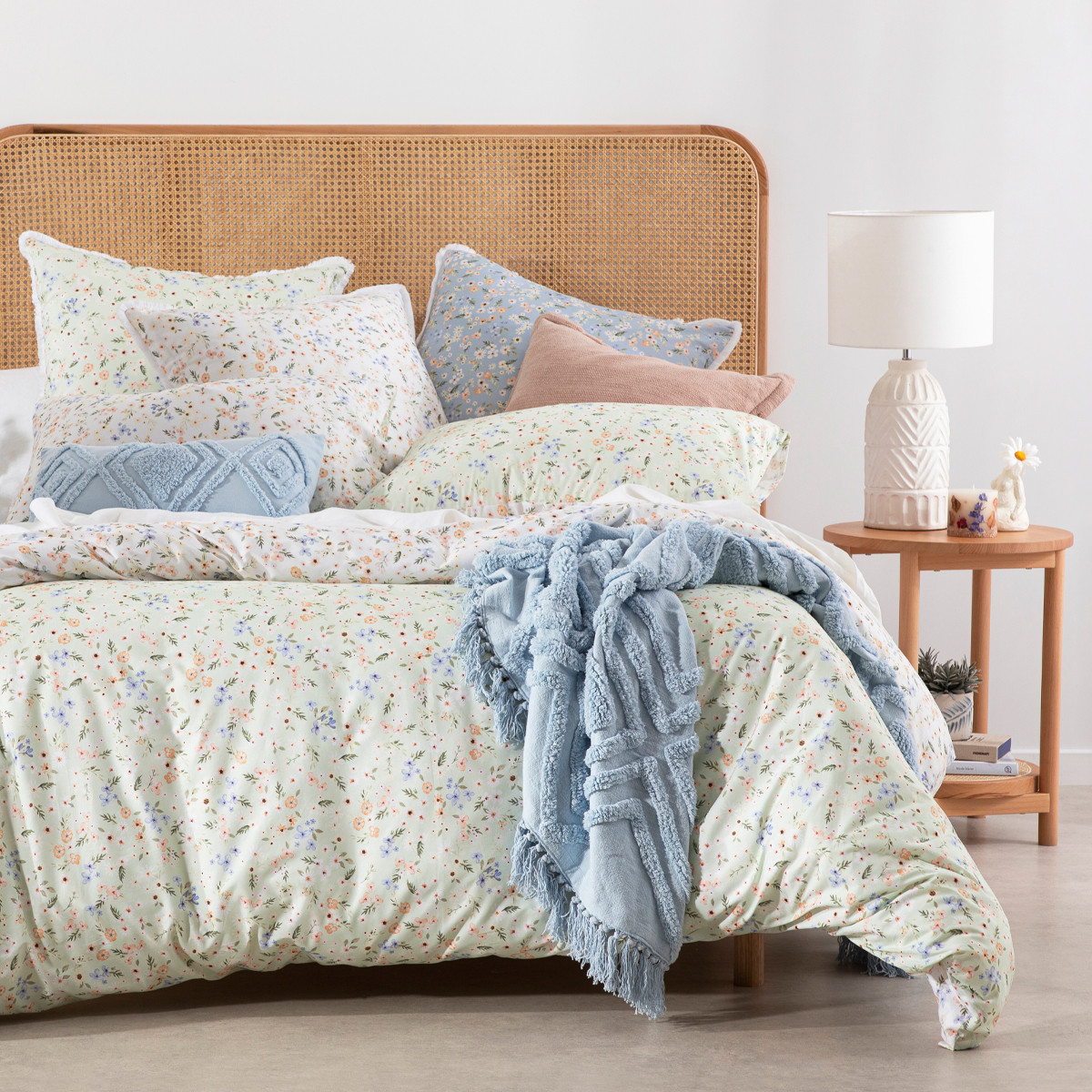 Habitat Ophelia Quilt Cover Set Pale Green King Bed Quilt Cover Set by