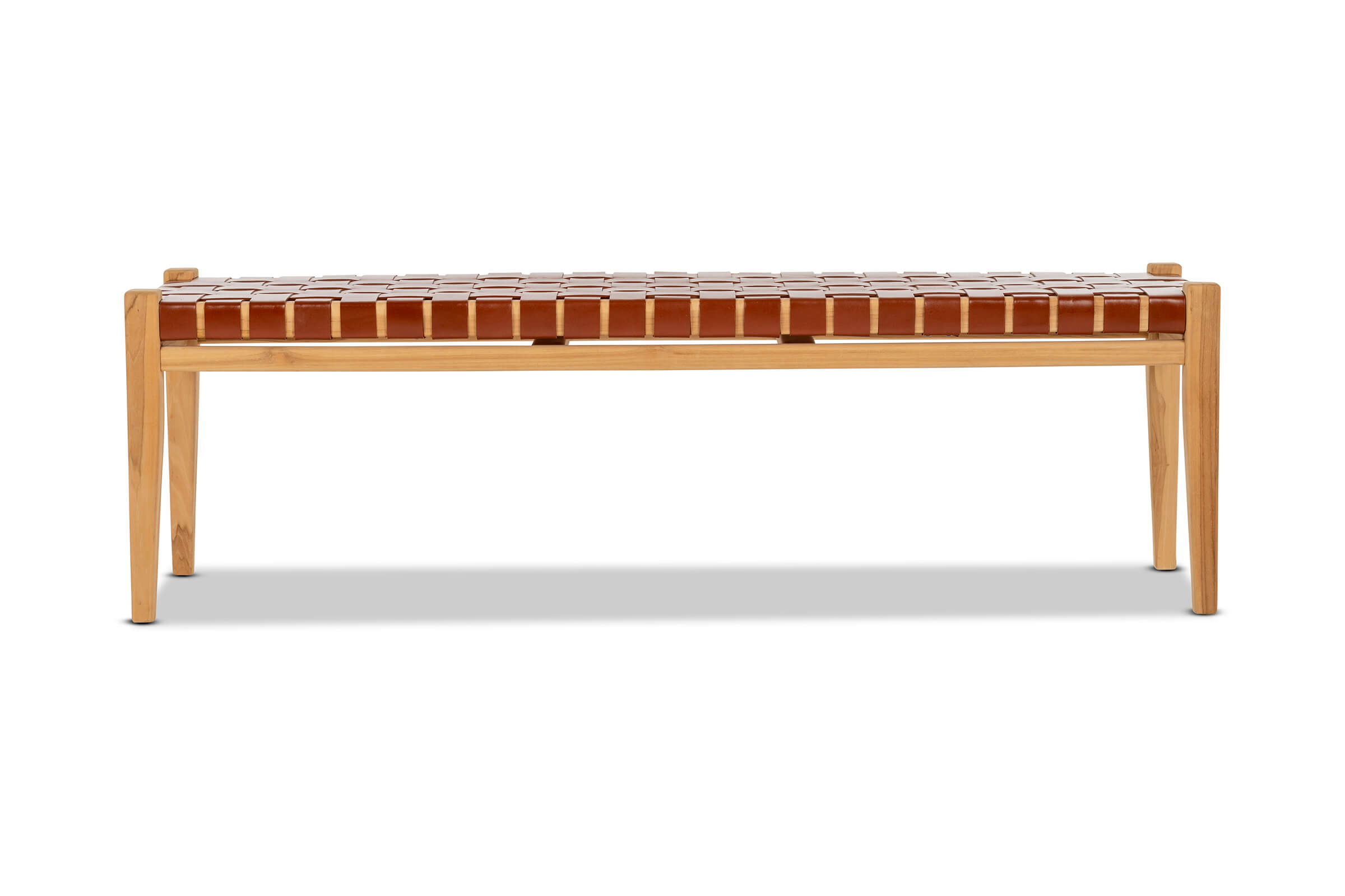 Cuba Woven Leather Dining Bench, Tan, by Lounge Lovers by Lounge Lovers