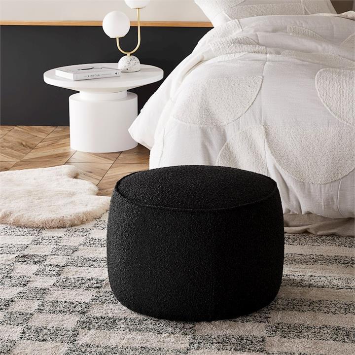 Adairs Norway Black Boucle Ottoman Blackboucl by Adairs Style
