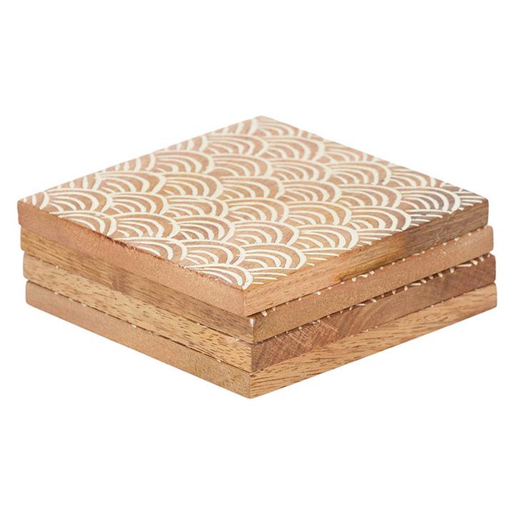 Faye Set of 4 Timber Coasters in Whitewash by Coast to Coast by Coast