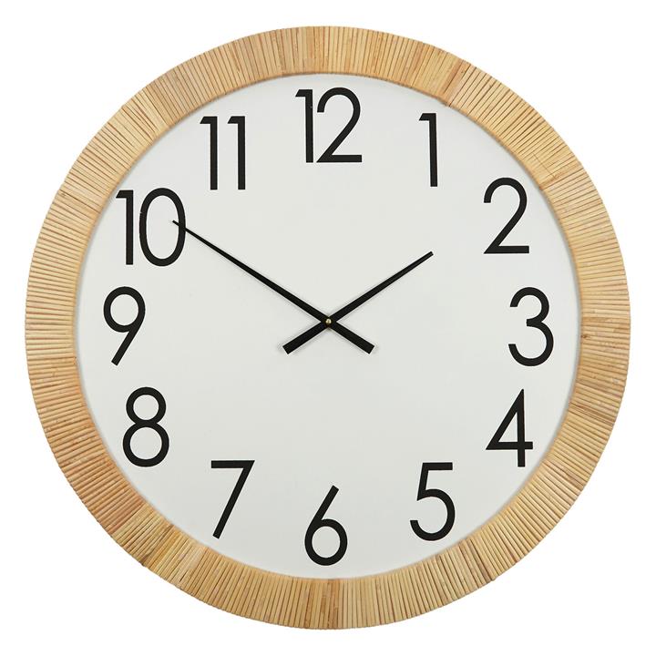 Eugenie Rattan Wall Clock in Black/Natural by Coast to Coast by Coast