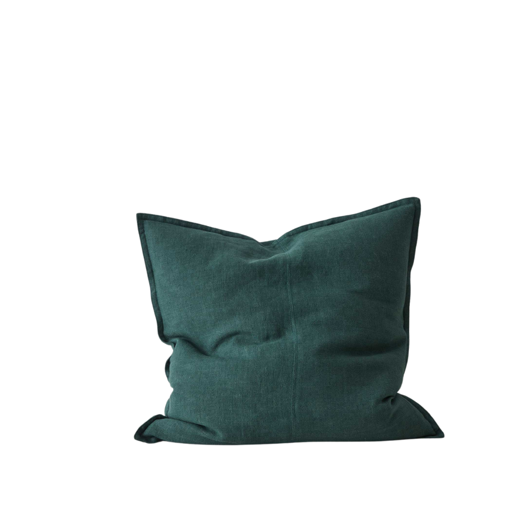 Forest Green Como European Linen Cushion 50 cm Weave Cushions and