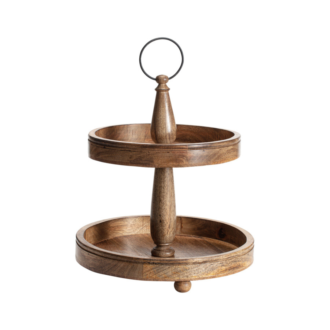 Handcrafted Mango Wood Two Tier Cupcake Tray Stand Display Stand Home Decor by Beautiful