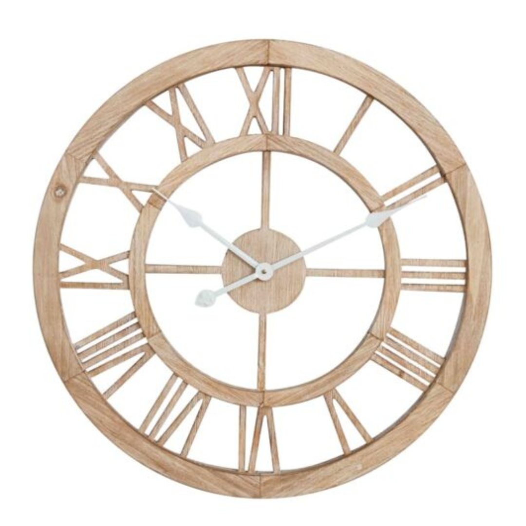 Scandi Double Frame Floating Timber Wall Clock 60cm Natural Timber by Beautiful Home Decor