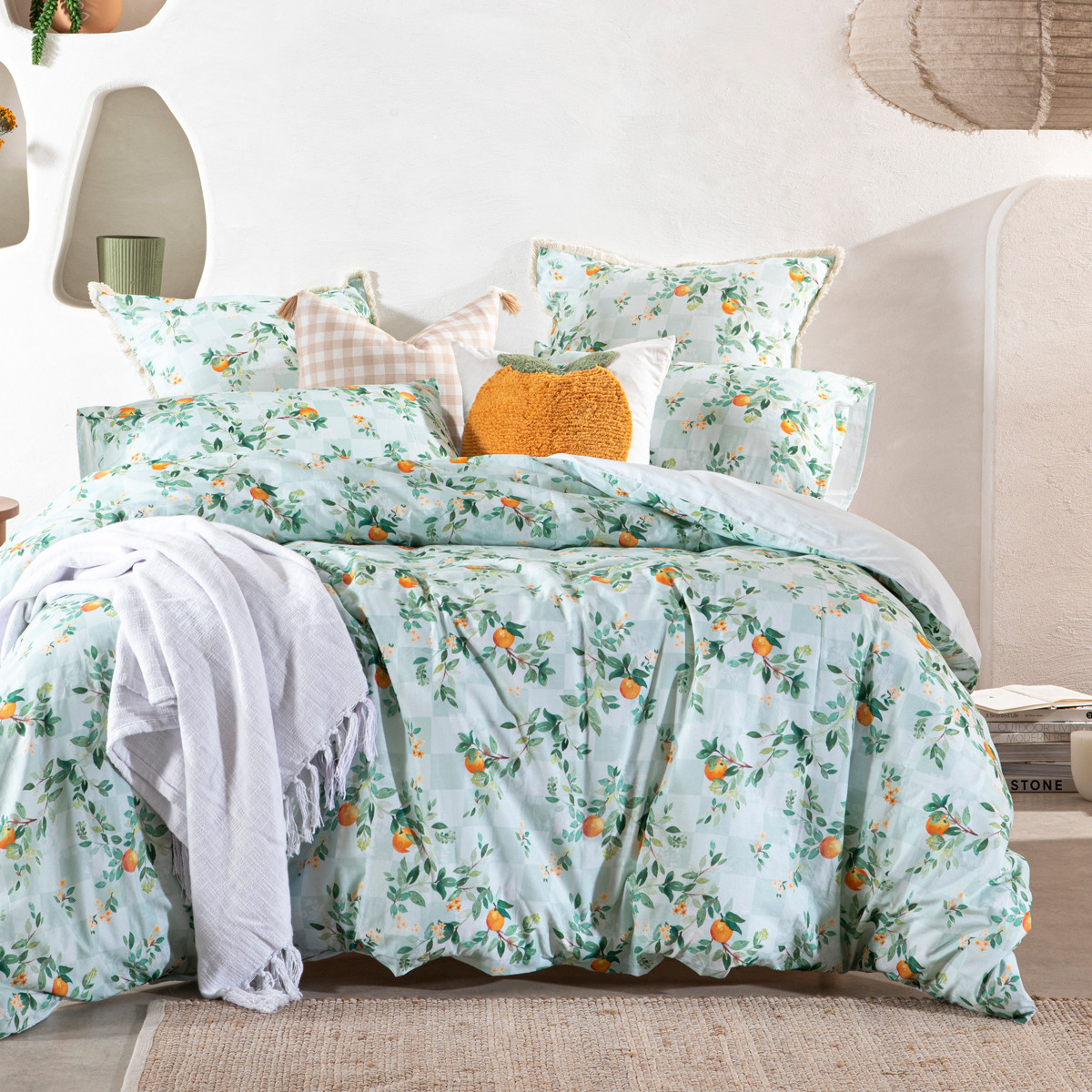 Habitat Valencia Quilt Cover Set Pale Mint Queen Bed Quilt Cover Set by