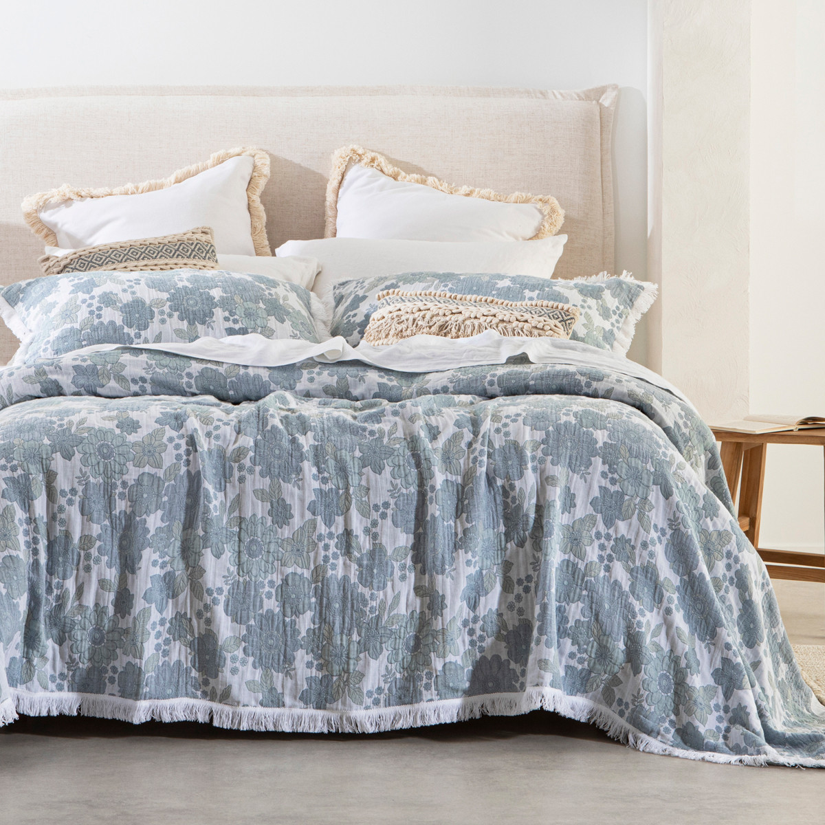 Habitat Lottie Blue Bed Cover Set Blue Single/King Single Bed Bedspread