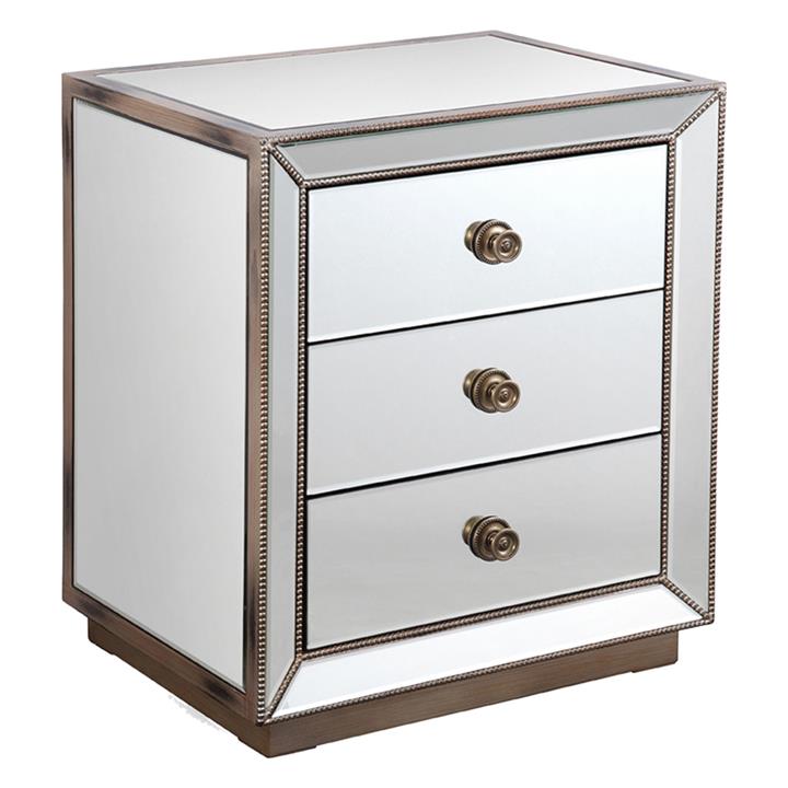 Marcel 3 Drawer Mirrored Bedside Table by Rothbury Home by Rothbury