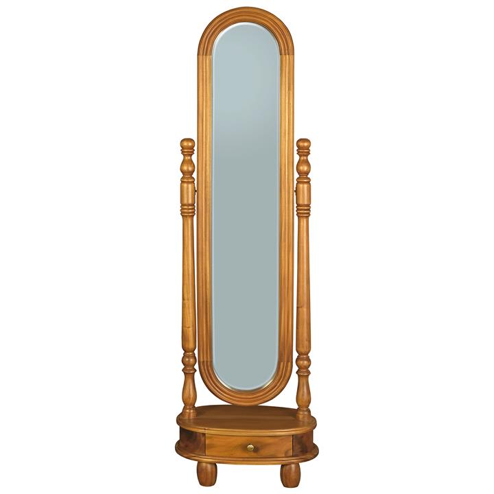 Sierra Mahogany Timber Oval Cheval Floor Mirror, 180cm, Caramel by