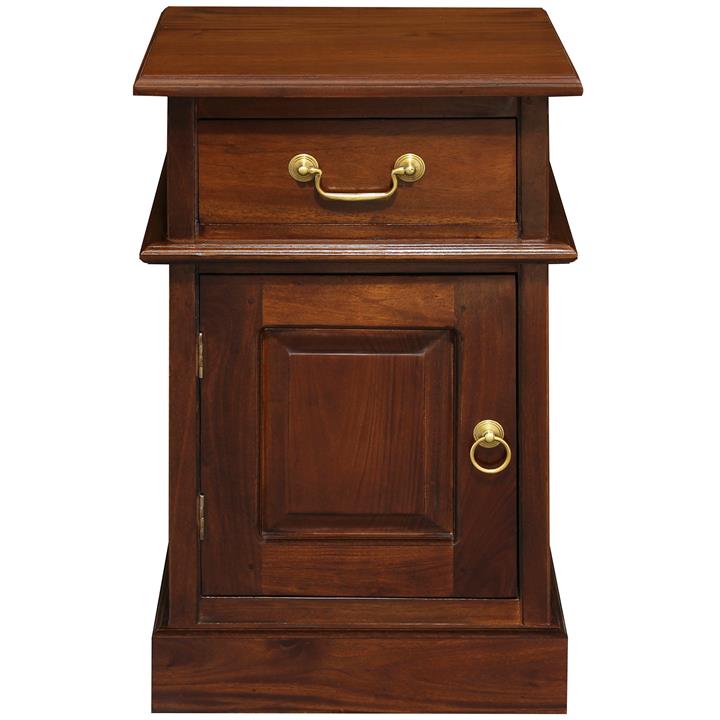 Tasmania Mahogany Timber Bedside Table, Left, Mahogany by Centrum