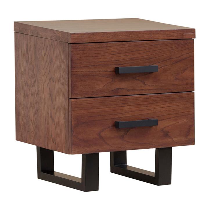 Heston European Oak Timber & Metal Bedside Table , Cherry by MY Room