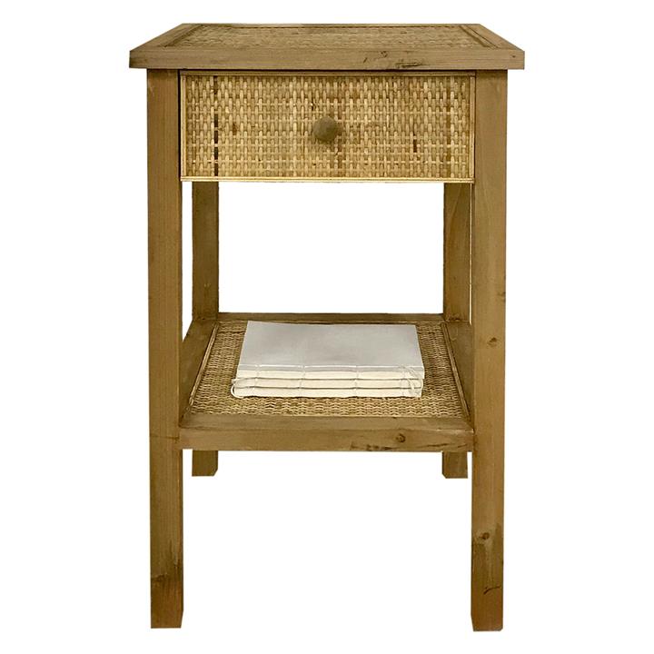 Weave Bedside Table in Light Brown by Beaumont & Braddock by Beaumont