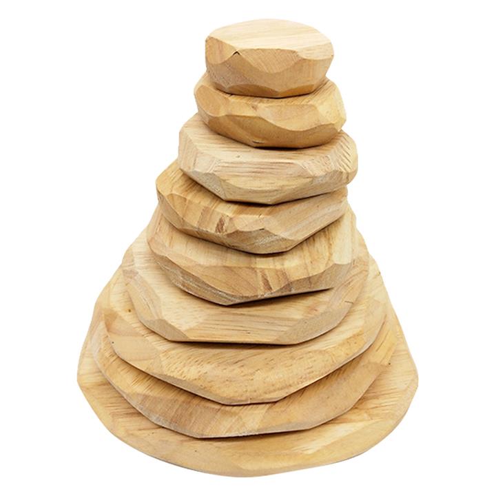Wooden 9Piece Stacking Stones Set in Timber by QToys by QToys Style