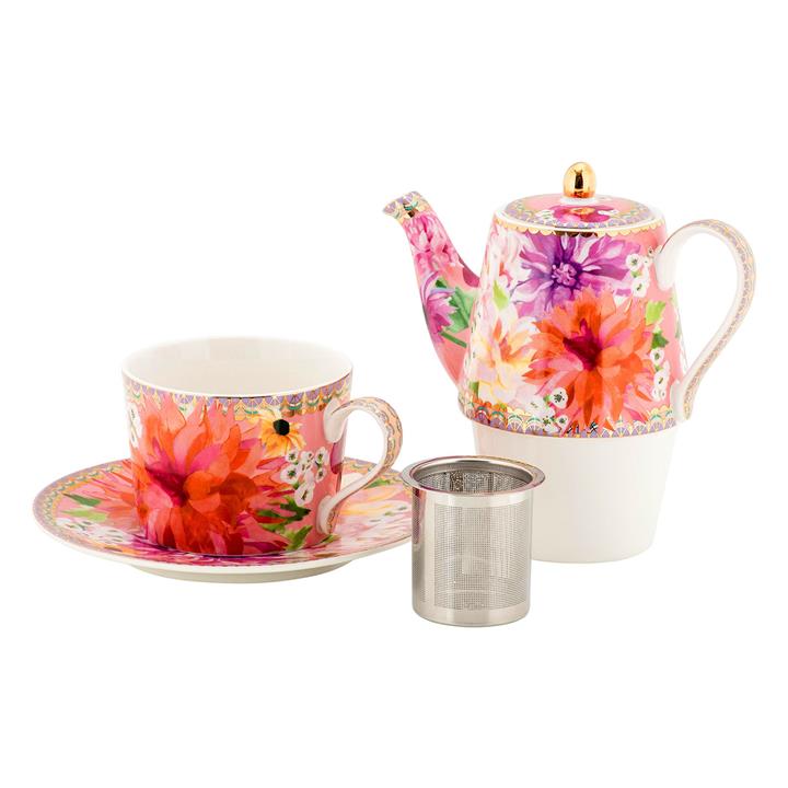 Teas & C's Dahlia Daze Tea for One with Infuser in Pink by Maxwell