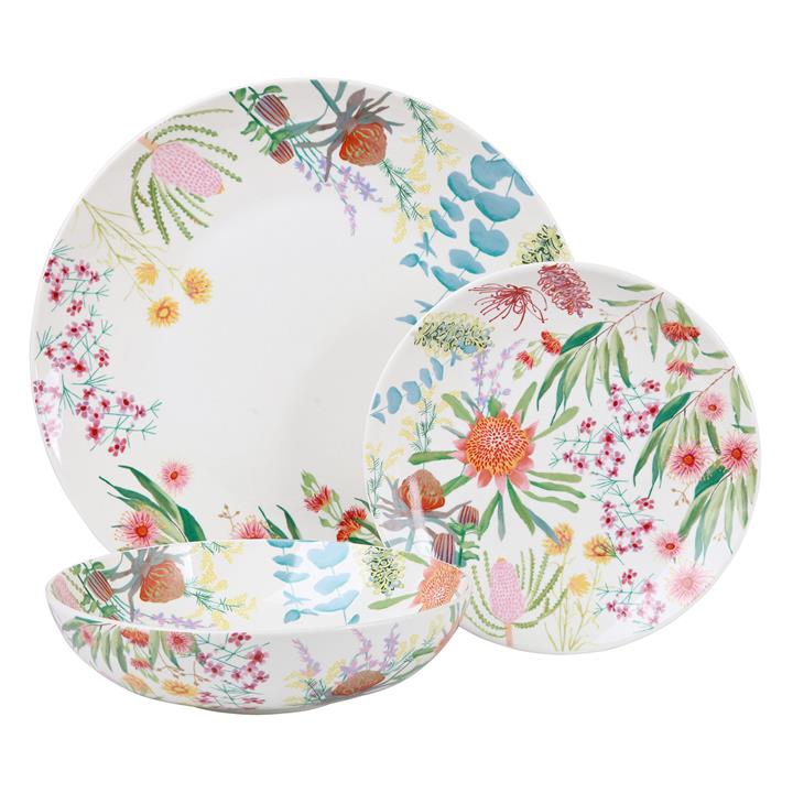 Royal Botanic Gardens Native Blooms 12Piece Coupe Dinner Set by