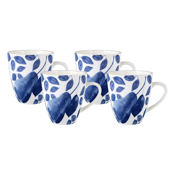 Giverny Set of 4 Porcelain Coupe Mugs in Blue by Maxwell & Williams by