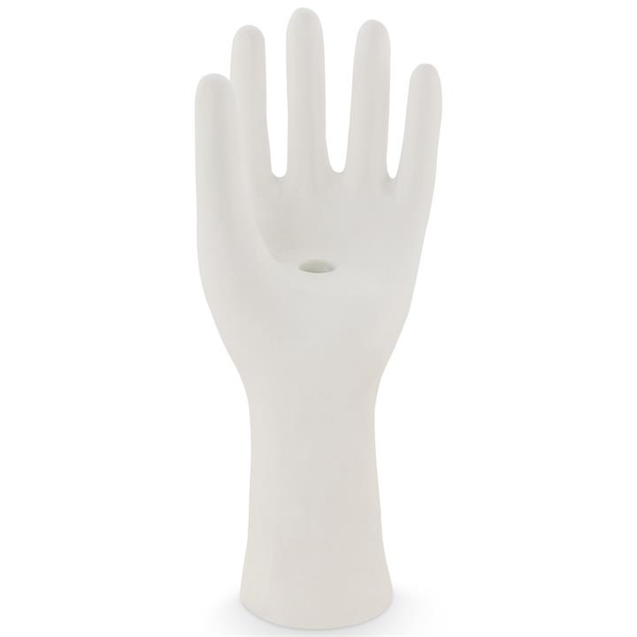 VTWonen Paper Mache Hand Candle Holder, Medium, Matt White by