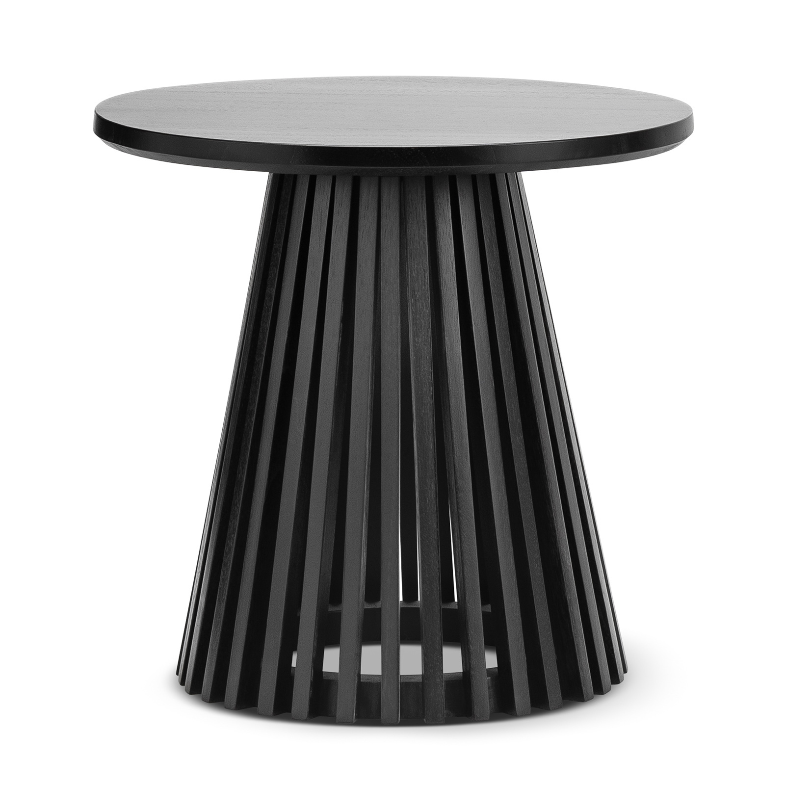 Pedie Round Slat Side Table, Black Teak by L3 Home Style Sourcebook
