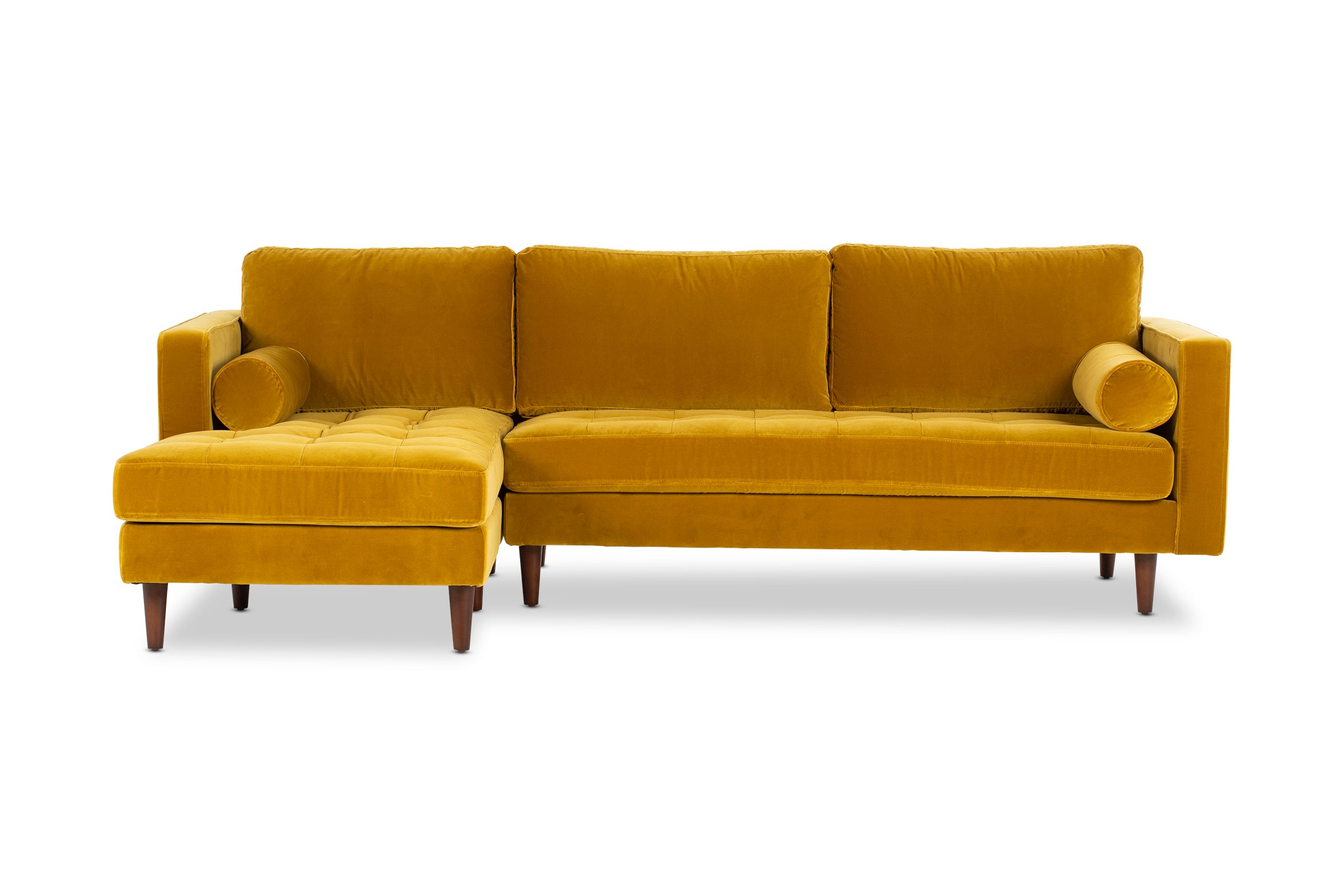 Draper Velvet LeftHand Corner Fabric Sofa, Gold, by Lounge Lovers by