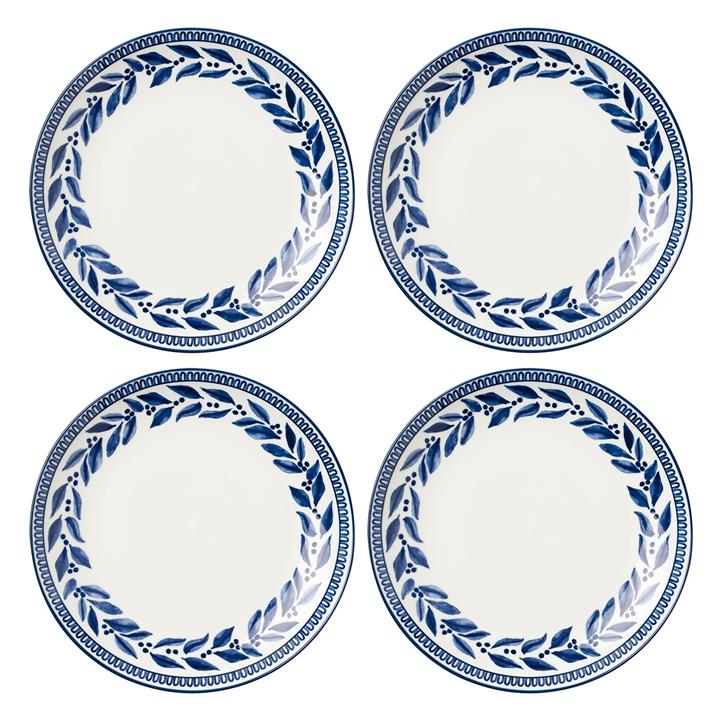 Leccino Set of 4 Porcelain Dinner Plates in Blue by Casa Domani by Casa