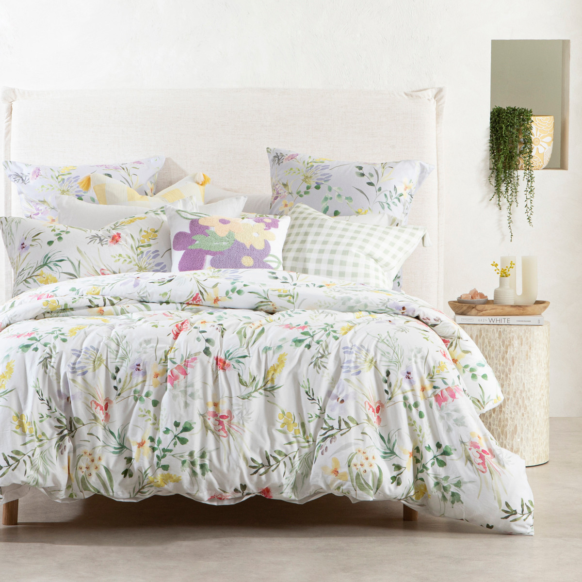 Habitat Verona Botanical Quilt Cover Set White Multi Queen Bed Quilt