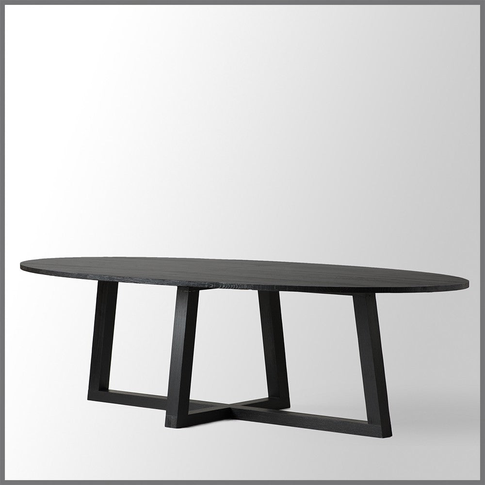 Finbar Oval Dining Table Stained Black, L 200cm W 100cm H 77cm