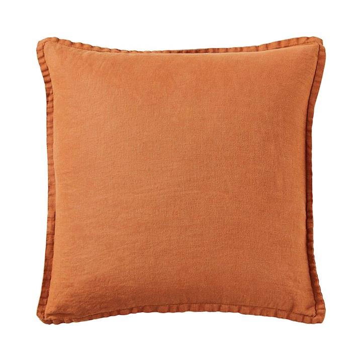 Adairs Belgian Vintage Washed Ginger Linen Cushion Orange by Adairs
