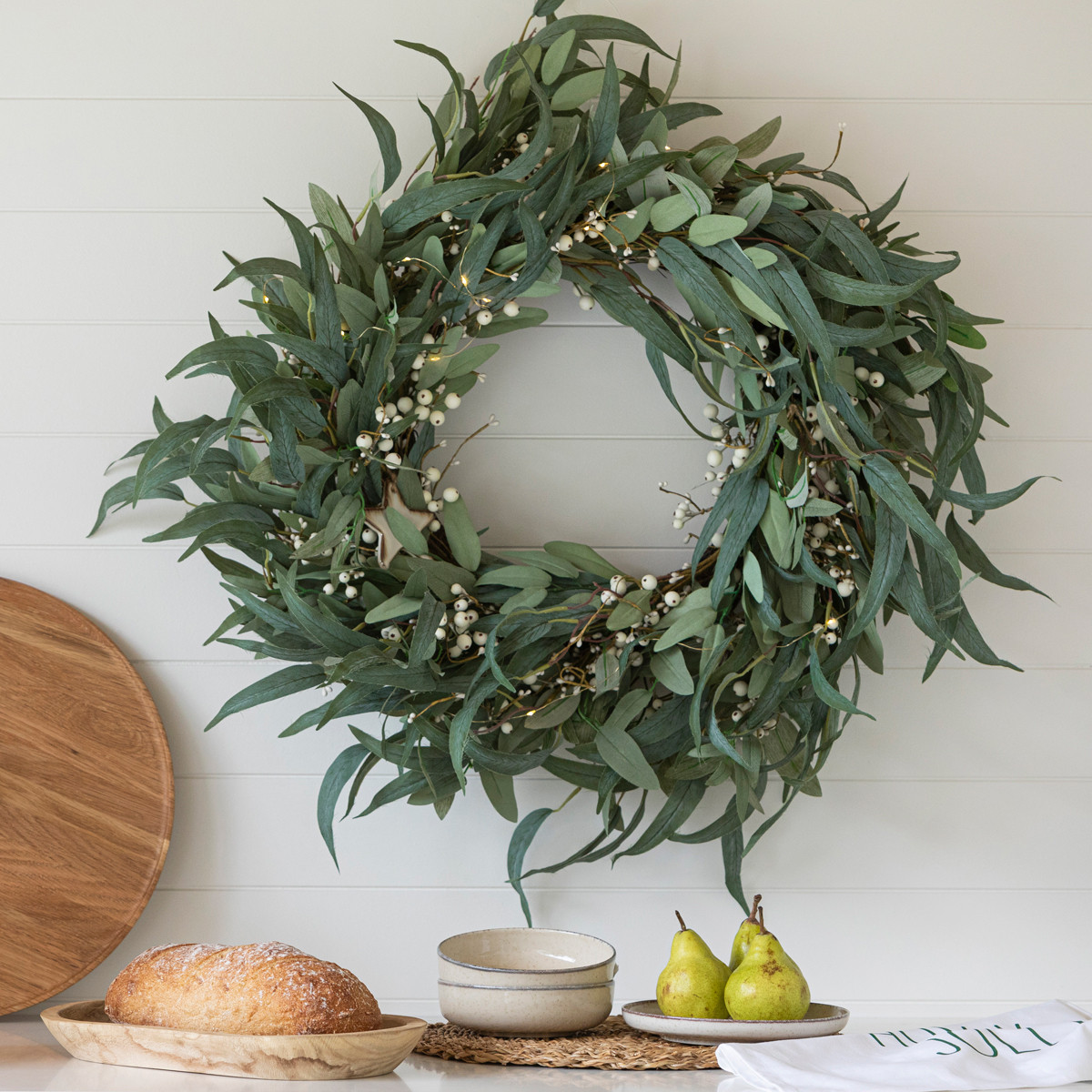 Habitat Christmas Gum Leaf Wreath Green Standard Christmas by Habitat